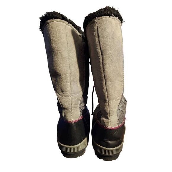 TOTES WINTER SNOW BOOTS WOMENS SIZE 7 GRAY WITH BLACK FAKE FUR. RUBBER SOLES. AP - Picture 3 of 5